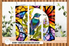 Hummingbird Stained Glass Skinny Tumbler Sublimation Design Product Image 2