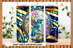 Hummingbird Stained Glass Skinny Tumbler Sublimation Design Product Image 3