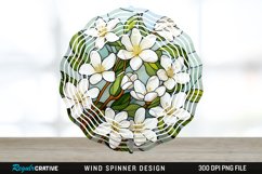 Stained Glass Jasmine Flowers Wind Spinner Sublimation PNG Product Image 1