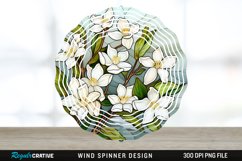 Stained Glass Jasmine Flowers Wind Spinner Sublimation PNG Product Image 1