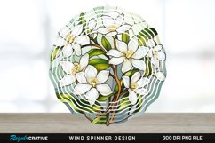 Stained Glass Jasmine Flowers Wind Spinner Sublimation PNG Product Image 1