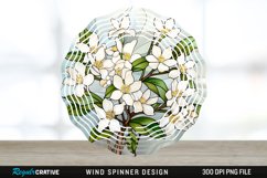 Stained Glass Jasmine Flowers Wind Spinner Sublimation PNG Product Image 1
