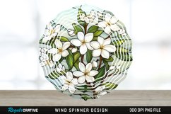 Stained Glass Jasmine Flowers Wind Spinner Sublimation PNG Product Image 1