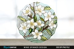 Stained Glass Jasmine Flowers Wind Spinner Sublimation PNG Product Image 1