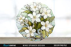 Stained Glass Jasmine Flowers Wind Spinner Sublimation PNG Product Image 1