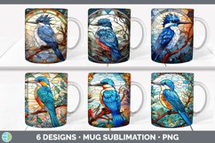Bundle of six Painted Glass Kingfishers Mug Wrap designs.