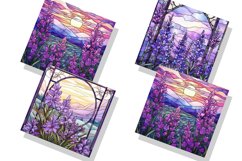 Stained Glass Lavender Flower Field Watercolor Bundle Product Image 3