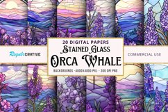 Stained Glass Lavender Flower Field Watercolor Bundle Product Image 1