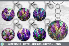 Bundle of six Watercolor Lavenders Keychain designs.