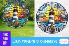 Stained glass lighthouse wind spinner design for sublimation Product Image 1