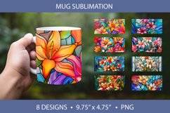 Stained Glass Lily Flowers Mug Wrap Sublimation PNG Product Image 1