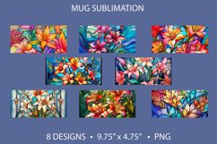 Stained Glass Lily Flowers Mug Wrap Sublimation PNG Product Image 2
