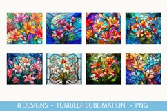 Stained Glass Lily Flowers Tumbler Wrap Sublimation Product Image 2