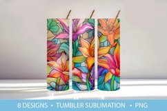 Stained Glass Lily Flowers Tumbler Wrap Sublimation Product Image 3