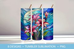Stained Glass Lily Flowers Tumbler Wrap Sublimation Product Image 4