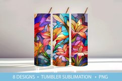 Stained Glass Lily Flowers Tumbler Wrap Sublimation Product Image 1