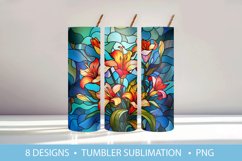 Stained Glass Lily Flowers Tumbler Wrap Sublimation Product Image 5