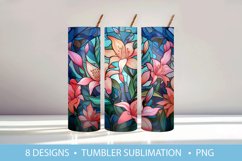 Stained Glass Lily Flowers Tumbler Wrap Sublimation Product Image 6