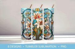 Stained Glass Lily Flowers Tumbler Wrap Sublimation Product Image 7