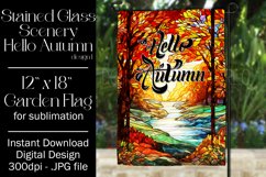 Hello Autumn 12x18 Garden Flag, Stained Glass Sublimation Product Image 1
