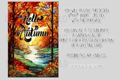 Hello Autumn 12x18 Garden Flag, Stained Glass Sublimation Product Image 2