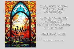 Hello Autumn 12x18 Garden Flag, Stained Glass Sublimation Product Image 2