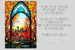 Hello Autumn 12x18 Garden Flag, Stained Glass Sublimation Product Image 2