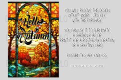 Hello Autumn 12x18 Garden Flag, Stained Glass Sublimation Product Image 2