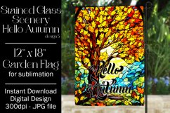 Hello Autumn 12x18 Garden Flag, Stained Glass Sublimation Product Image 1