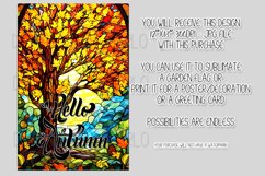 Hello Autumn 12x18 Garden Flag, Stained Glass Sublimation Product Image 2