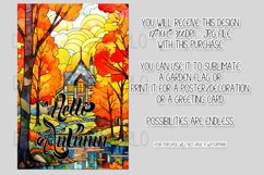 Hello Autumn 12x18 Garden Flag, Stained Glass Sublimation Product Image 2