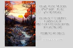 Hello Autumn 12x18 Garden Flag, Stained Glass Sublimation Product Image 2