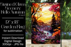 Hello Autumn 12x18 Garden Flag, Stained Glass Sublimation Product Image 1