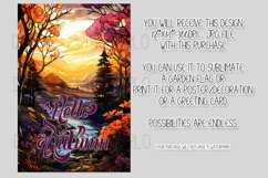 Hello Autumn 12x18 Garden Flag, Stained Glass Sublimation Product Image 2