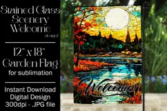 Autumn 12x18 Welcome Garden Flag, Stained Glass Sublimation Product Image 1
