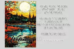 Autumn 12x18 Welcome Garden Flag, Stained Glass Sublimation Product Image 2