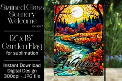 Autumn 12x18 Welcome Garden Flag, Stained Glass Sublimation Product Image 1