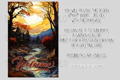 Autumn 12x18 Welcome Garden Flag, Stained Glass Sublimation Product Image 2