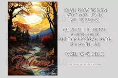 Autumn 12x18 Welcome Garden Flag, Stained Glass Sublimation Product Image 2