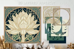 Stained Glass Lotus SVG Layered papercut Flowers 3D card