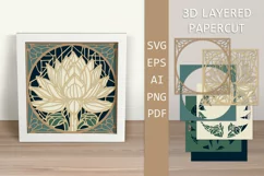 Stained Glass Lotus SVG Layered papercut Flowers 3D card 