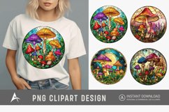 Watercolor Stained Glass Magical Land of Mushrooms Clipart Product Image 1