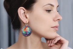 Stained Glass Mermaid Round Earrings Bundle for Sublimation