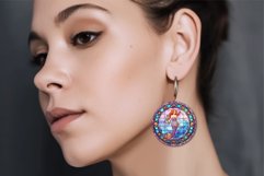 Stained Glass Mermaid Round Earrings Bundle for Sublimation