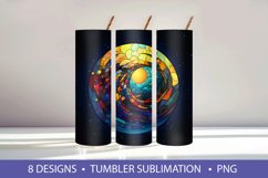 Stained Glass Moon Tumbler Wrap Sublimation Product Image 3