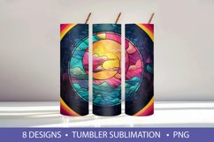 Stained Glass Moon Tumbler Wrap Sublimation Product Image 4