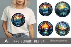Watercolor Stained Glass Northern Lights Clipart Product Image 1