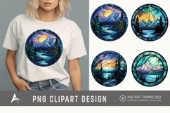 Watercolor Stained Glass Northern Lights Clipart Product Image 1