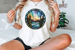 Watercolor Stained Glass Northern Lights Clipart Bundle Product Image 2