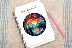 Watercolor Stained Glass Northern Lights Clipart Bundle Product Image 3